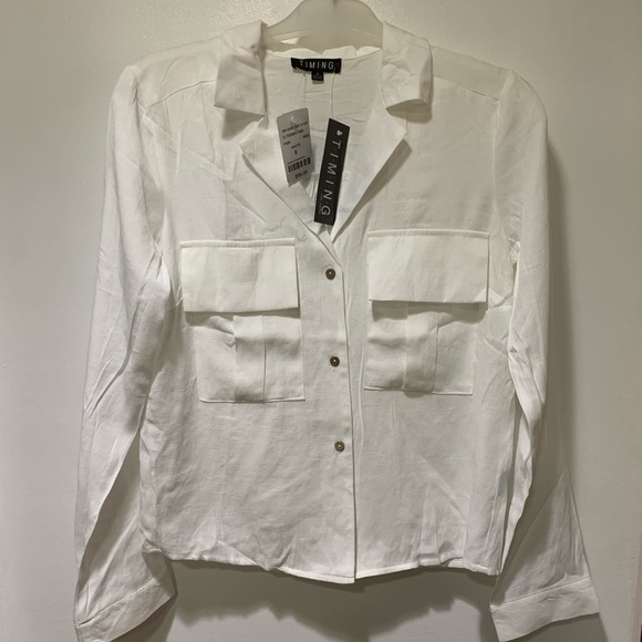 NEW White button down shirt - Picture 3 of 6
